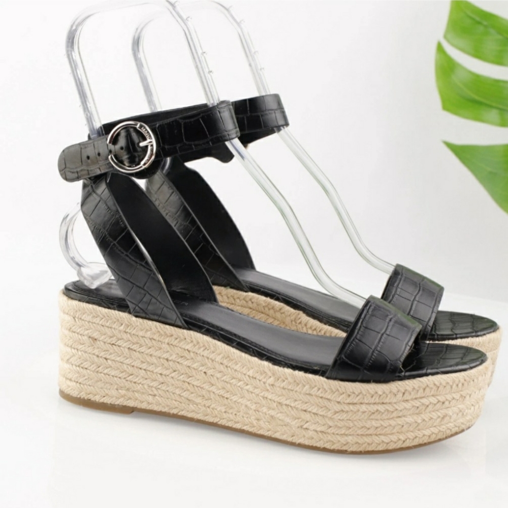 Women's Size 9 Marc Fisher Leather Espadrille Wedge Sandals
